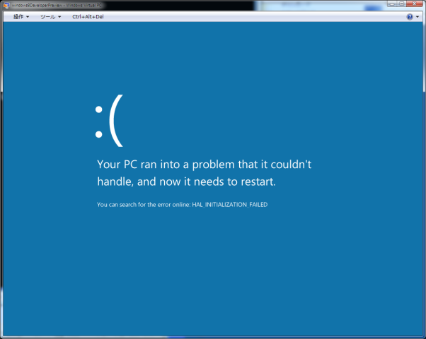 Windows 8（Windows Developer Preview） 32bit error