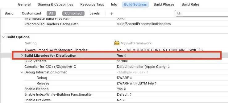 Xcode BUILD_LIBRARIES_FOR_DISTRIBUTION=YES