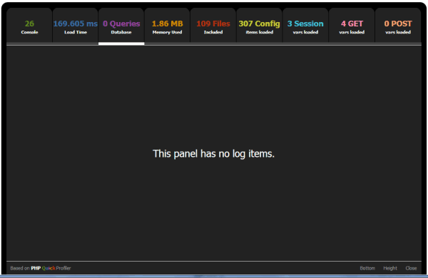 FuelPHP Quick Profiler Database off