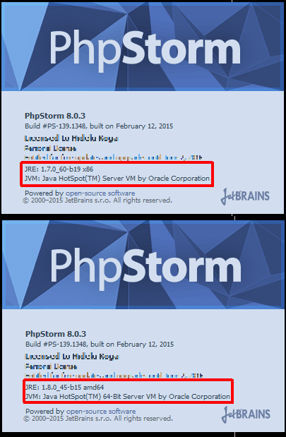 PhpStorm 32bit 64bit JVM 比較